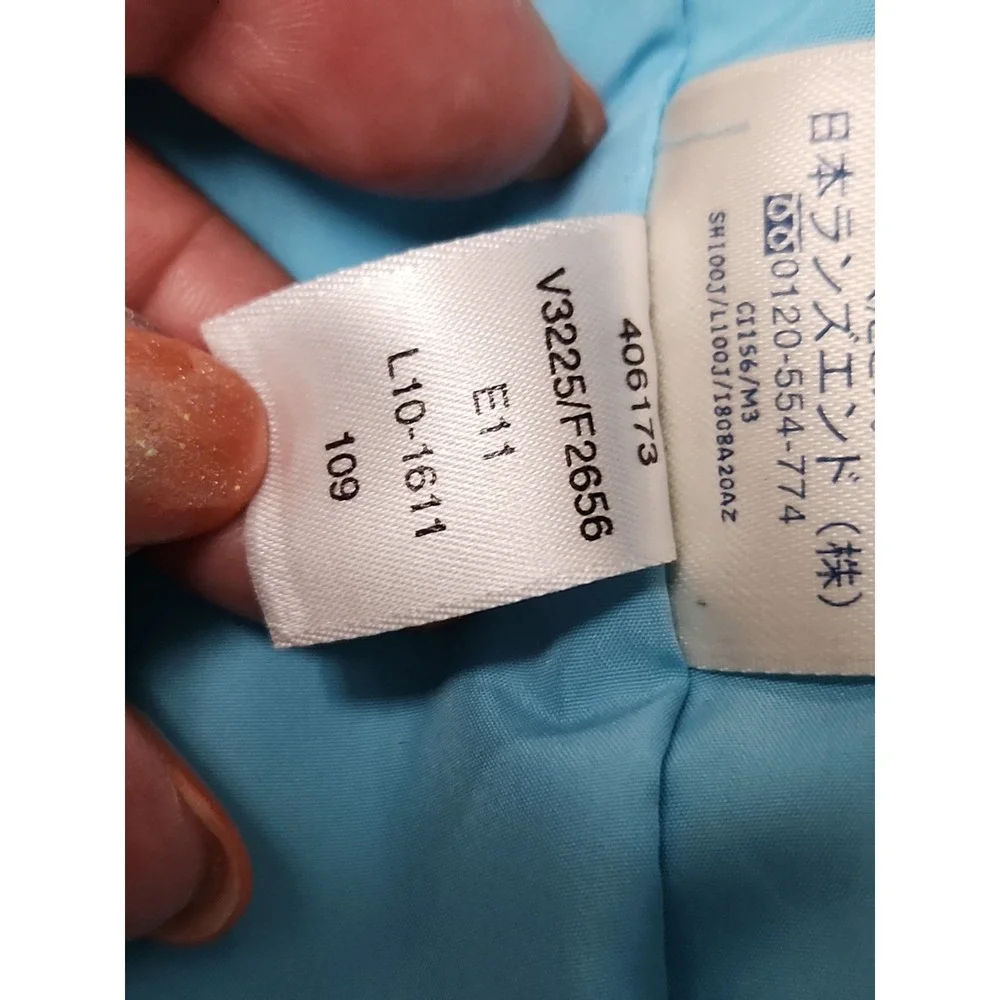 Lands' End Kids Girl's Down Quilted Puffer Vest Small 7-8 Blue Floral Zip Pocket